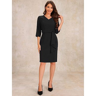 Work Office Casual Dresses for Women's Half Sleeve Work Midi Dress