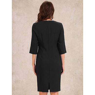 Work Office Casual Dresses for Women's Half Sleeve Work Midi Dress