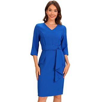 Work Office Casual Dresses for Women's Half Sleeve Work Midi Dress