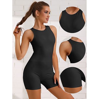 Women's Jumpsuits Romper One Piece Short Playsuit High Neck Shapewear Workout Bodysuit