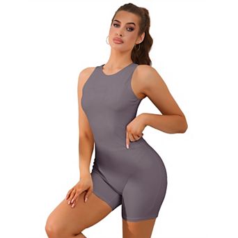 Women's Jumpsuits Romper One Piece Short Playsuit High Neck Shapewear Workout Bodysuit