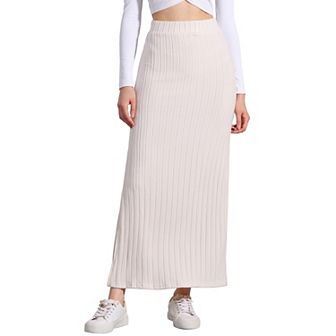 Knit Midi Skirt for Women's Slit Bodycon Hight Waist Skirts