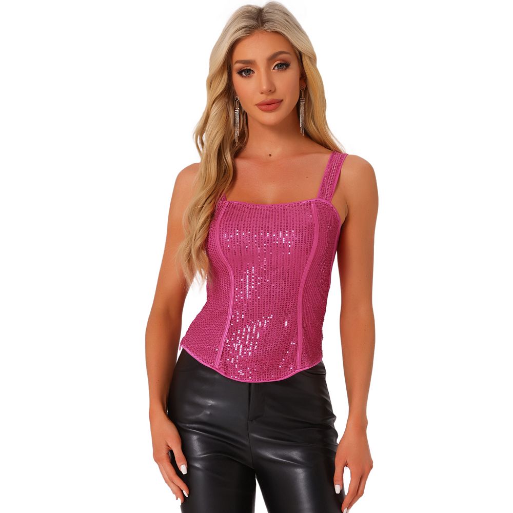 Women's Sequin Tank Tops Sparkly Glitter Sleeveless Camisole