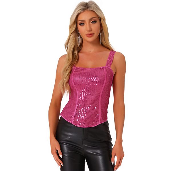 Women's Sequin Tank Tops Sparkly Glitter Sleeveless Camisole