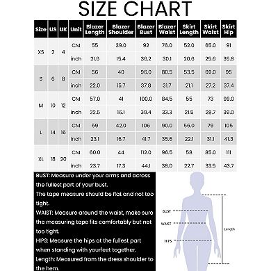 Women's 2 Piece Business Suit Collared Button Down Blazer Pencil Skirt Work Skirt Set