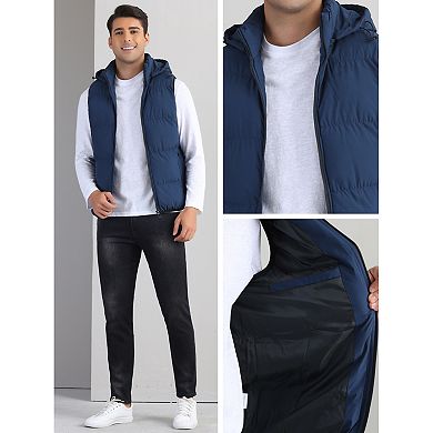 Puffer Vest for Men's Warm Sleeveless Down Jacket with Detachable Hooded Winter Padded Vest