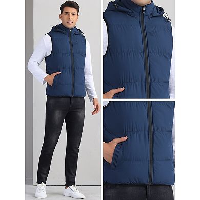 Puffer Vest for Men's Warm Sleeveless Down Jacket with Detachable Hooded Winter Padded Vest