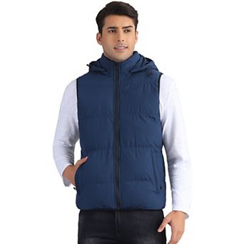 Puffer Vest for Men's Warm Sleeveless Down Jacket with Detachable Hooded Winter Padded Vest