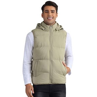 Puffer Vest for Men's Warm Sleeveless Down Jacket with Detachable Hooded Winter Padded Vest