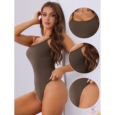 Women's Sleeveless Leotard Jumpsuit Spaghetti Strap Soft Basic Thong Bodysuit