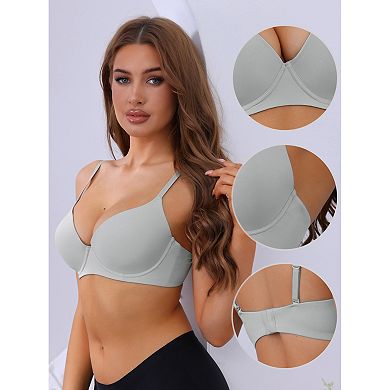 Women's Push-Up Minimizers Bra Adjustable Straps Solid Underwired Bra