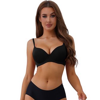 Women's Push-Up Minimizers Bra Adjustable Straps Solid Underwired Bra