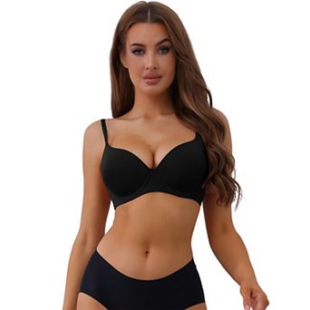 Women's Push-Up Minimizers Bra Adjustable Straps Solid Underwired Bra