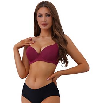 Women's Push-Up Minimizers Bra Adjustable Straps Solid Underwired Bra