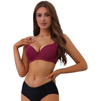 Women's Push-Up Minimizers Bra Adjustable Straps Solid Underwired Bra