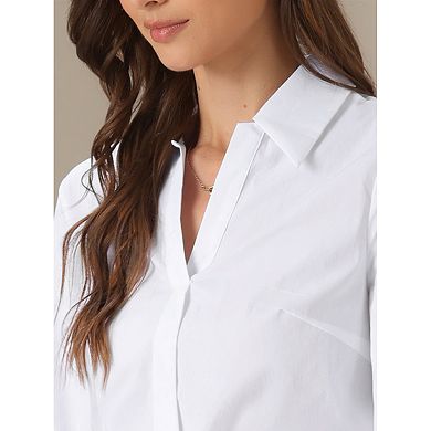 Leotard Shirt for Women's Collared Business Office Long Sleeves Bodysuit Work Shirt