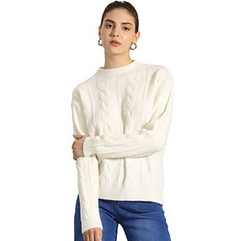 Women's Long Sleeve Pullover Tops Cable Knit Crew Neck Sweater