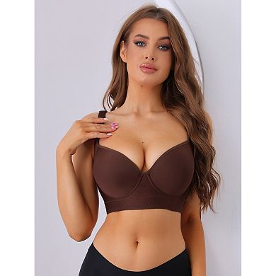 Women's Deep V-Neck Adjustable Straps Underwire Bra Push-Up Plus Size Underwear