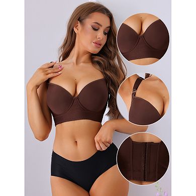 Women's Deep V-Neck Adjustable Straps Underwire Bra Push-Up Plus Size Underwear