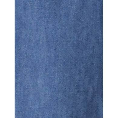 Denim Dress for Women's Collared Button Up Short Sleeve Casual A-Line Midi Jean Dresses