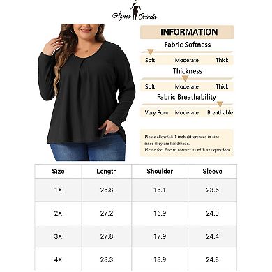 Plus Size Tops For Women Crew Neck Pleat Front Long Sleeve Work Shirt Waffle Knit Tops