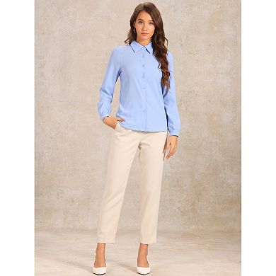 Textured Shirt for Women's Long Sleeve Work Office Button Down Shirts