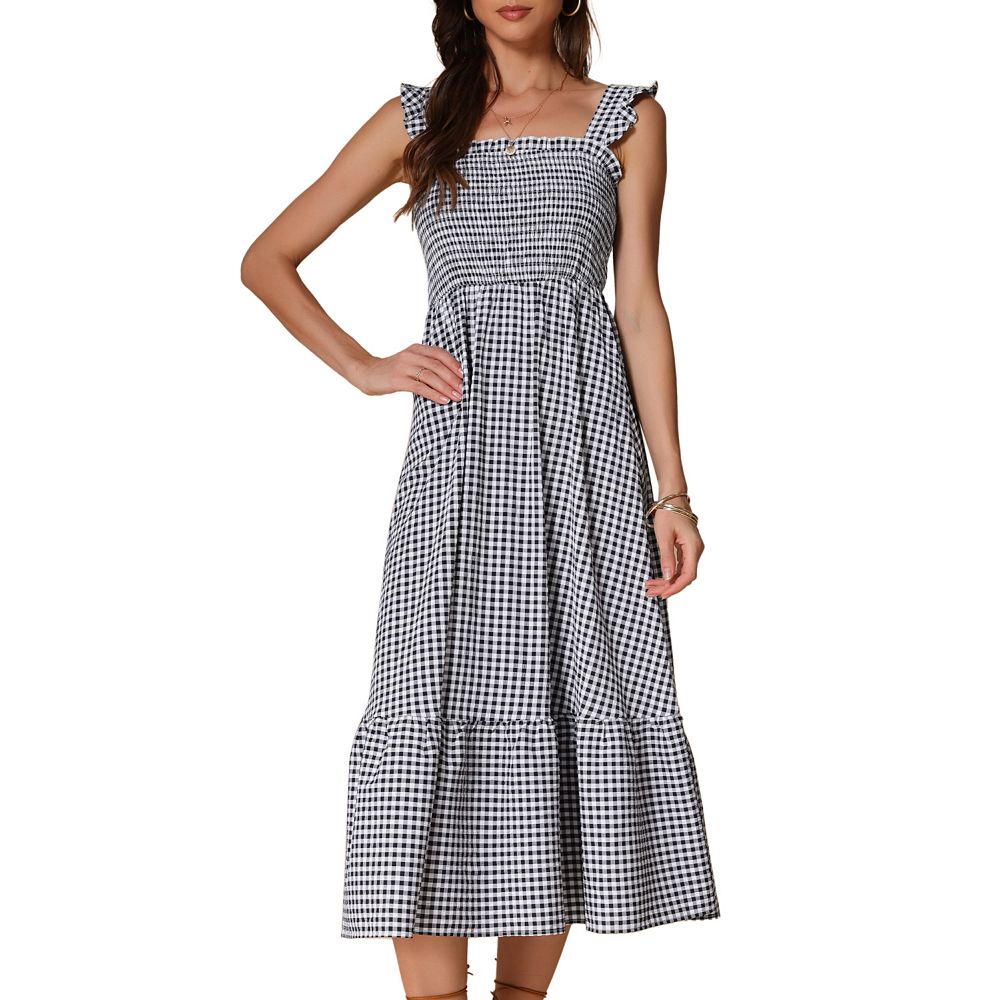 Gingham Cherries Muslin Smocked Tube Dress