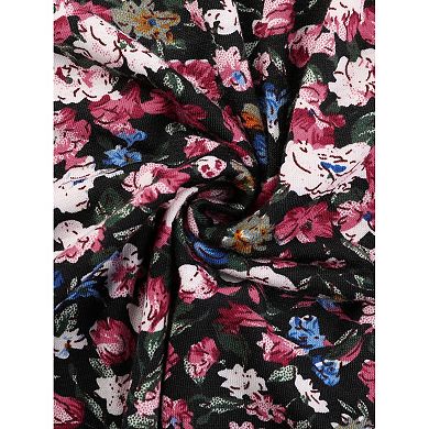 Plus Size Floral Tops for Women V Neck Long Sleeve T Shirt Ruffle Tunic Blouses Top