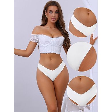 Women's Low-Waisted Thongs Invisible Hipsters Breathable V-Waisted Panties