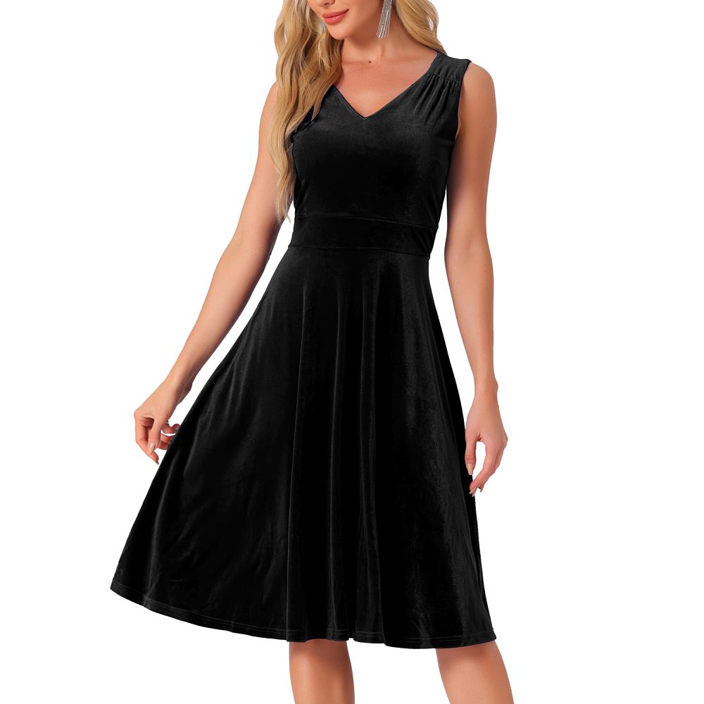 blue dress for baby girl Black Velvet Contrast Satin Sleeveless Mini Dress
