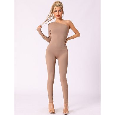 Women's Off-Shoulder Bodysuit Shapewear Slim Fit Soft Breathable Long-Sleeved Full Length Jumpsuit