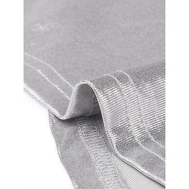 Metallic Wrap Top for Women's Party Club Sleeveless V Neck Lightweight Ruched Tank Top