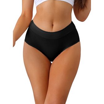 Women's Mid-Waisted Full Coverage Briefs Tummy Control Underwear Cotton Panties