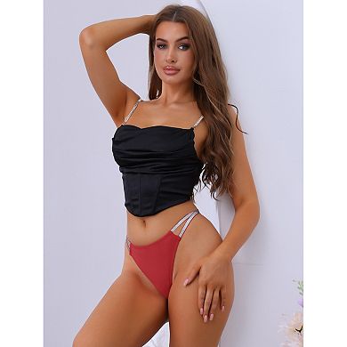 Women's Double Line G-Strings Thongs Low-Waisted T-back Tangas Panties