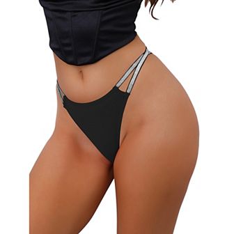 Women's Double Line G-Strings Thongs Low-Waisted T-back Tangas Panties