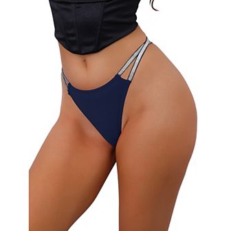 Women's Double Line G-Strings Thongs Low-Waisted T-back Tangas Panties