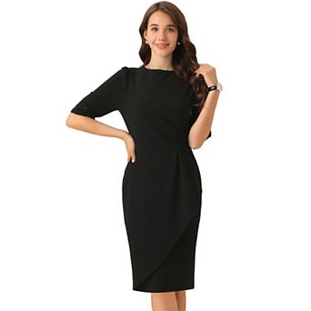 Ruched Dress for Women's Short Sleeve Business Work Dress