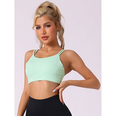 Women's Full-Coverage U Back Fitness Workout Bras Fixed Padded Cup Underwear