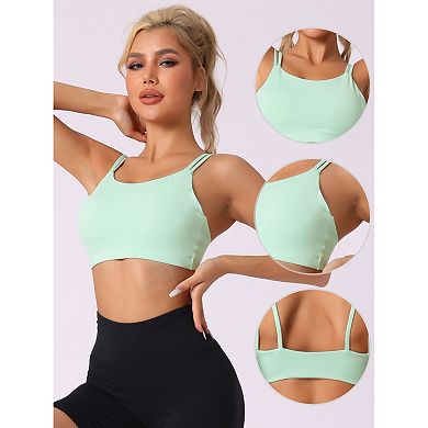 Women's Full-Coverage U Back Fitness Workout Bras Fixed Padded Cup Underwear