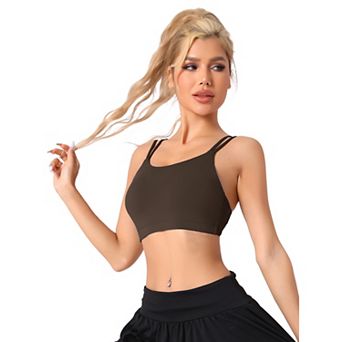 Women's Full-Coverage U Back Fitness Workout Bras Fixed Padded Cup Underwear