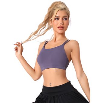 Women's Full-Coverage U Back Fitness Workout Bras Fixed Padded Cup Underwear