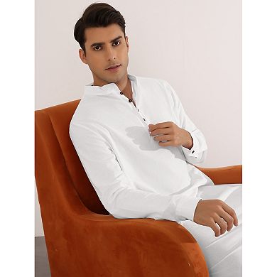 Nightshirts for Men's Long Sleeves Button Sleep Shirts Nightgown with Pockets
