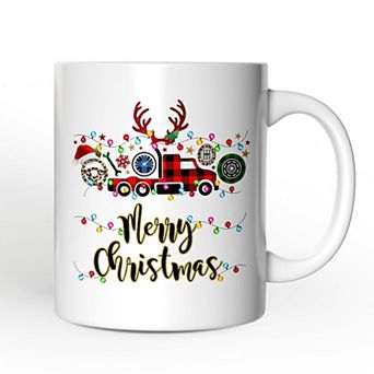 Truck Driver and Logistics Buffalo Plaid Christmas Mug, Freight Delivery and Dispatcher