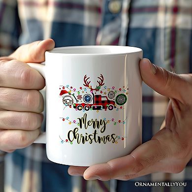 Truck Driver and Logistics Buffalo Plaid Christmas Mug, Freight Delivery and Dispatcher