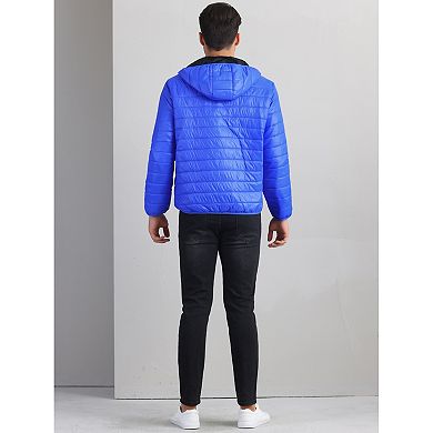 Hooded Puffer Jackets for Men's Winter Zipper Lightweight Down Jacket Warm Padded Coat