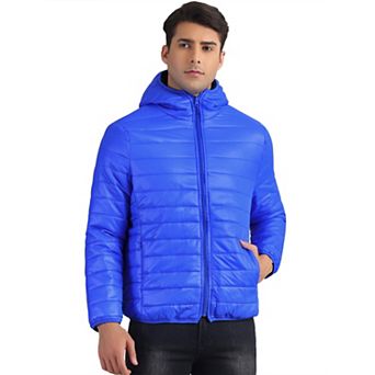 Hooded Puffer Jackets for Men's Winter Zipper Lightweight Down Jacket Warm Padded Coat