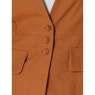 Women's Casual Linen Vest Loose Sleeveless Blazer Lightweight Jacket Waistcoat