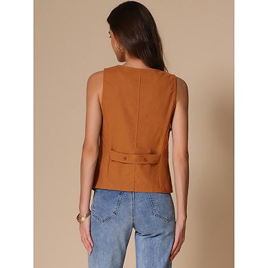 Women's Casual Linen Vest Loose Sleeveless Blazer Lightweight Jacket Waistcoat
