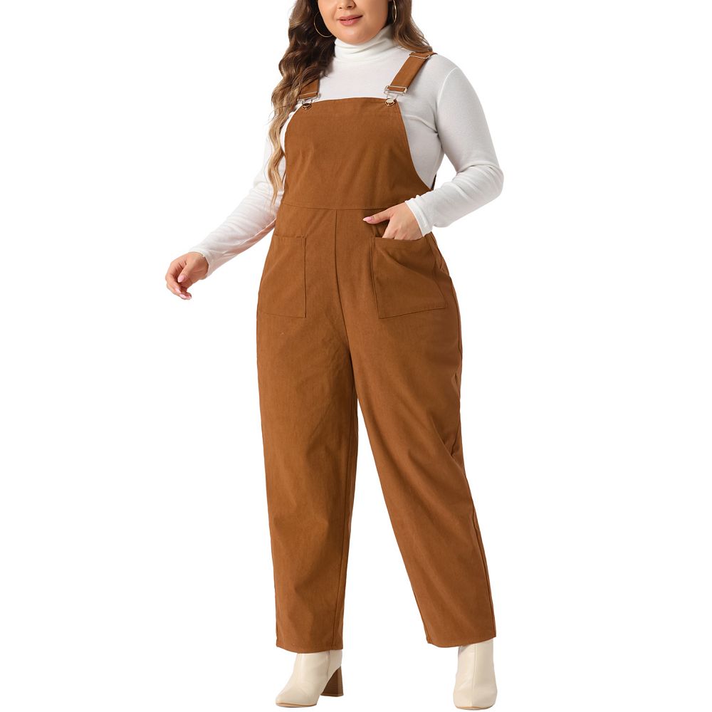 Plus Size Women's Corduroy Overalls Adjustable Straps Overall