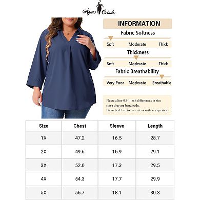 Plus Size Tops for Women V Neck Long Sleeve Flowy Blouse Work Chiffon Shirts